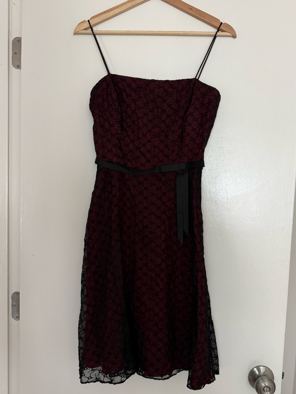 Y2k Vintage Laundry by Shelli Segal Silk Lace Black Red A-Line Dress